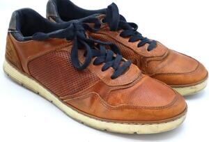 Bullboxer Mens Cognac Brown Leather DRESTYN Casual Sneakers 8 41 Bull Boxer Tan